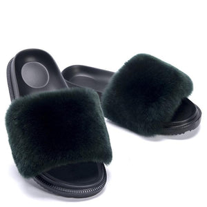 Fluffy Open-toe Flats Slippers - Glamix Maternity