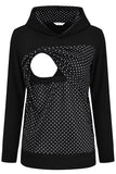 Polka Dot Comfortable Breastfeeding Top Fashionable Hoodie with Pockets