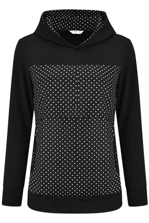 Polka Dot Comfortable Breastfeeding Top Fashionable Hoodie with Pockets