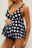 Polka Dot Pregnancy V-neck Tankini Maternity Swimwear