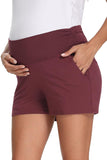 Pregnancy Activewear Workout Maternity Shorts With Pockets Burgundy / S Bottoms