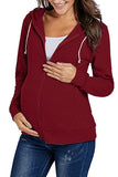 Pregnancy Drawstring Zipper Maternity Hoodie