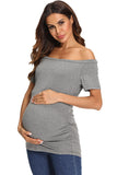 Pregnancy Ruched Off The Shoulder Maternity Top