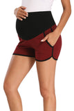 Pregnancy Activewear Over Bump Workout Maternity Run Shorts Burgundy / S Bottoms
