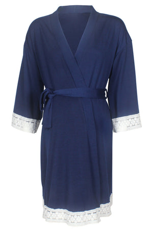 Pregnancy Delivery Robe Lace Trim Maternity Sleep Nightgown