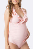 Pregnancy One Piece Ruffled Tankini Maternity Swimsuit