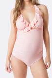 Pregnancy One Piece Ruffled Tankini Maternity Swimsuit