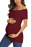 Pregnancy Ruched Off The Shoulder Maternity Top - Glamix Maternity