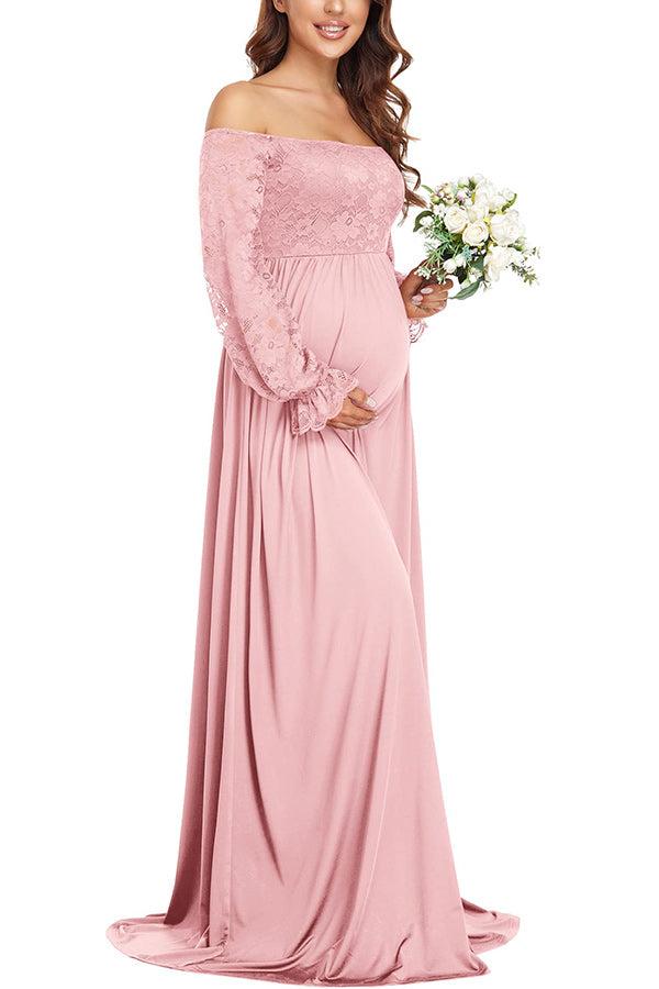 Pregnant Off-Shoulder Maxi Dress For Maternity Photoshoot