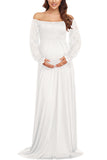 Pregnant Off-Shoulder Maxi Dress For Maternity Photoshoot