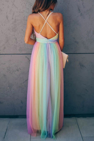 Rainbow V-neck Maternity Photoshoot Maxi Dress