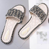 Women's PU Rhinestone Decor Slippers - Glamix Maternity