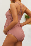 Ribbed Button Front One-Piece Maternity Swimsuit