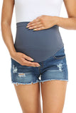 Ripped Maternity Denim Shorts Pregnancy Short Pants