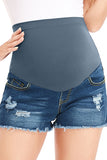 Ripped Maternity Denim Shorts Pregnancy Short Pants
