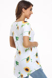 Round Neck Short Sleeve Sunflower Maternity Top