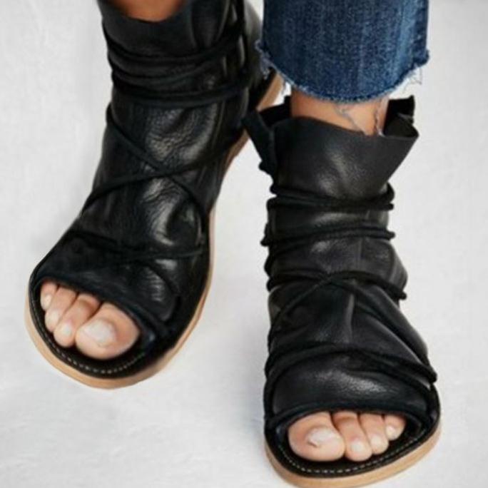 Black Open-toe Sandals Maternity Flats