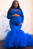 Royal Blue Off-the-shoulder Mermaid Maternity Photoshoot Gown