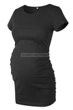 Ruched Maternity T-Shirt With Short Sleeves Black / S Tops