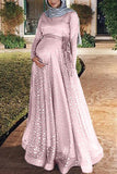 Scoop Double Layered Maternity Long Dress