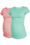 2 Packs T-Shirt Ruched Maternity Tops With Short Sleeves