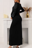 Sexy Black Deep V-neck Thigh-high Slit Maternity Dress