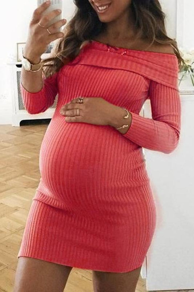 Sexy Bodycon Off-the-shoulder Short Maternity Dress