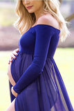 Sexy Off-the-shoulder High Slit Maternity Photoshoot Gown