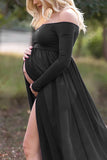 Sexy Off-the-shoulder High Slit Maternity Photoshoot Gown