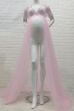 Sexy See-through High Slit Maternity Photoshoot Dress