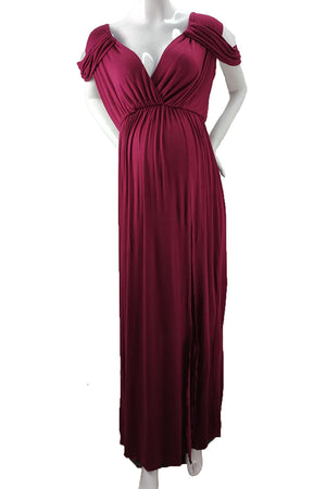 Sexy Thigh-high Slit Off-the-shoulder Maternity Dress