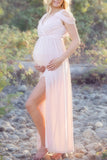 Sexy Thigh-high Slit Off-the-shoulder Maternity Dress