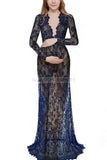 Sexy See Through Lace Maternity Long Dress