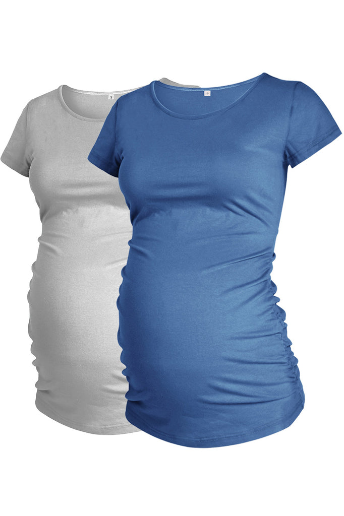 Short Sleeves Ruched T-Shirt 2 Packs Maternity Tops