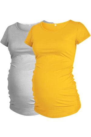 2 Pack Side Ruched Pregnancy T-Shirt Maternity Tops