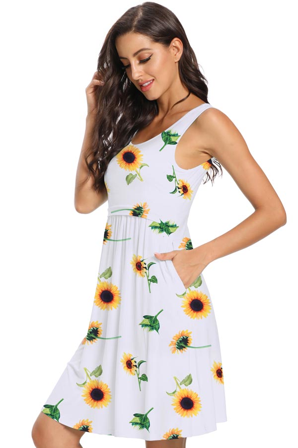 Sleeveless Bateau Neckline Sunflower Nursing Tank Dress Glamix Maternity Sleeveless Bateau Neckline Sunflower Nursing Tank Dress Glamix Maternity
