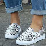 Plus Size Snakeskin Print Decor Textured Flats - Glamix Maternity