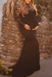 Soft Lace Mermaid Long Maternity Photoshoot Gown With Sleeves