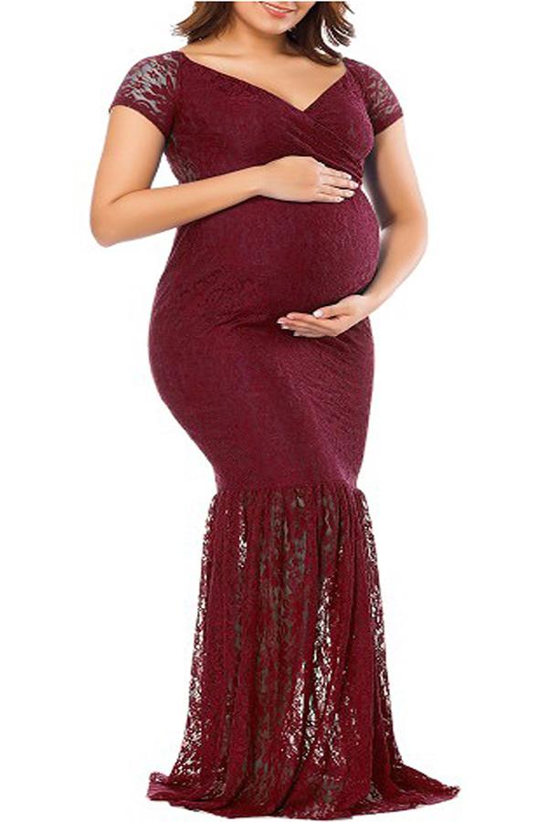 Soft Lace Mermaid Maternity Photoshoot Dress For Sale – Glamix
