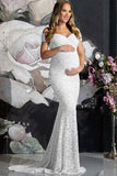 Soft Lace Mermaid Off-the-shoulder Maternity Photoshoot Gown