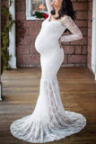 Soft Lace Off-the-shoulder Maternity Mermaid Dress