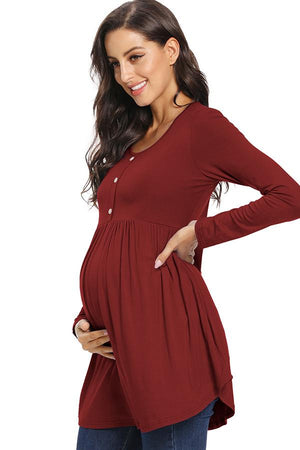 Soft Maternity Buttoned Shirt Ruched Maternity Top