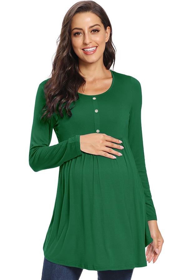 Soft Maternity Buttoned Shirt Ruched Maternity Top