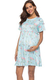 Soft Short Sleeves Maternity Printed Short Dress - Glamix Maternity