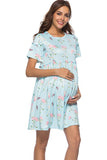 Soft Short Sleeves Maternity Printed Short Dress - Glamix Maternity