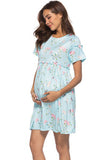 Soft-Short-Sleeves-Maternity-Printed-Short-Dress
