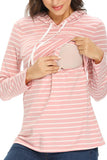 Soft Top Layered Nursing Hoodie Maternity Breastfeeding Shirt