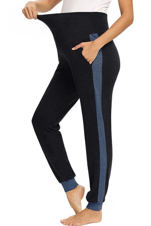 Soft Two-Tone Maternity Prenatal Pregnancy Workout Pants Dark Navy / S Bottoms