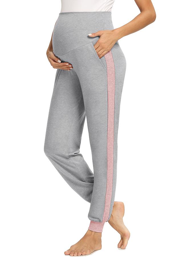 Soft Two-Tone Maternity Prenatal Pregnancy Workout Pants Gray / S Bottoms