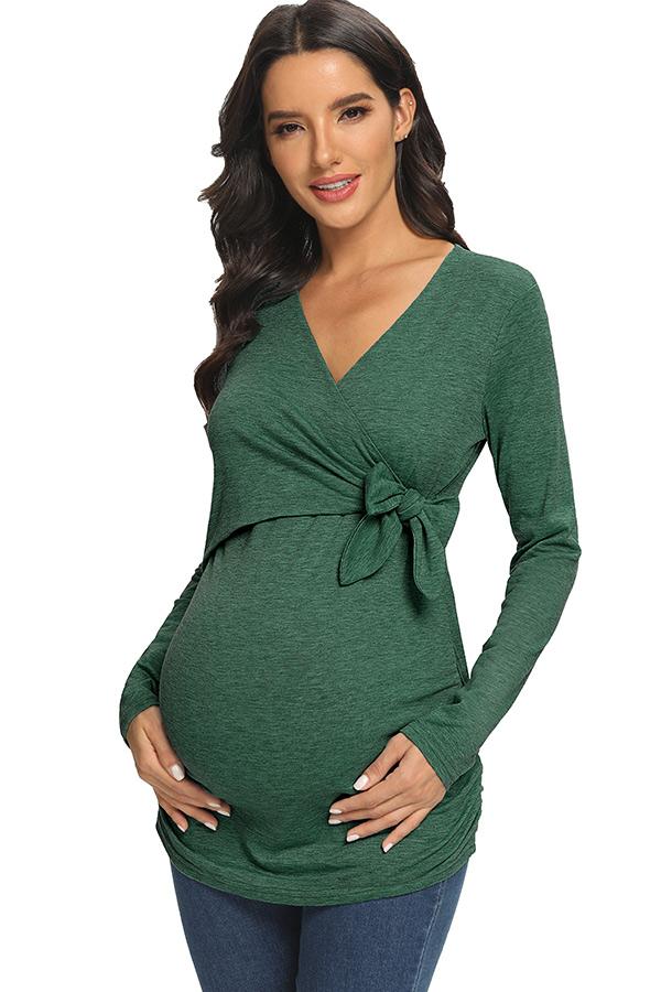 Soft V-neck Maternity Shirt With Sleeves